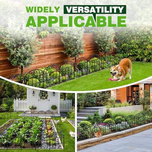 Garden Fence 24.5 in x 20.58 ft, 19-Pack Decorative Black Metal Panels - size: 19 Pack, 20.58ft(L) x 24.5in(H)