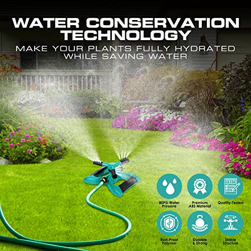 Sprinklers for Yard - 360° Rotating Lawn Sprinkler, Heavy Duty Weighted - color: GREEN