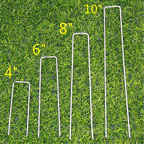 100 Pack 10 Inch 11GA(0.12inch) Galvanized Landscape Staples Garden Stakes Fence Netting Pins Ground Spikes Sod Cover Fabric Pegs - size: 10"x1" 11GA Galvanized 100Pack