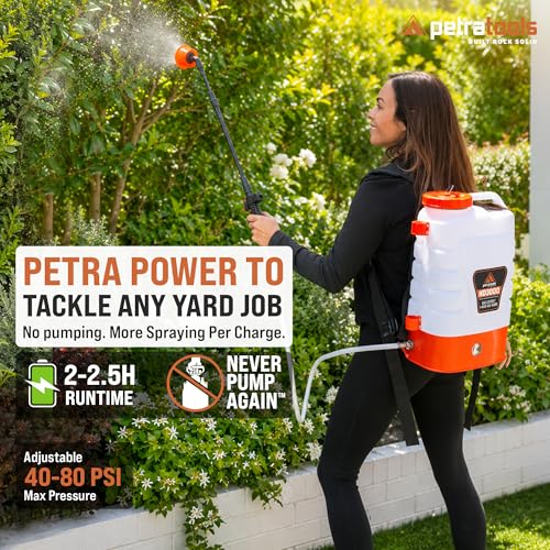 PetraTools 3 Gallon Battery Powered Backpack Sprayer - 2.5 Hour Runtime