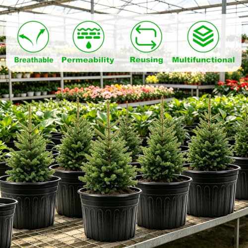 JERIA 30-Pack 5 Gallon Flexible Plant Nursery Pots,Thickened Soft Plastic Seedling Pots,Seed Starting Pot Flower Plant Container for Succulents，Seedlings - size: 5Gallon 30P