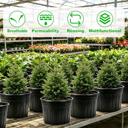 JERIA 30-Pack 5 Gallon Flexible Plant Nursery Pots,Thickened Soft Plastic Seedling Pots,Seed Starting Pot Flower Plant Container for Succulents，Seedlings - size: 5Gallon 30P
