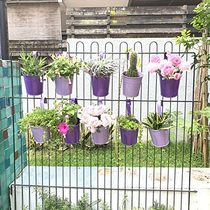LaLaGreen Outdoor Rail Planter (4 in, 10 Pack) Purple Metal Railing Pots - size: 4 Inch (Purple)