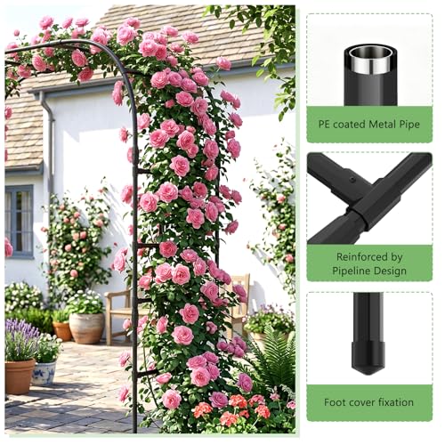DoCred 87" H x 79" L Garden Arch Trellis, Metal Trellis for Climbing Plants - size: 87"H x 79"L x 16"W