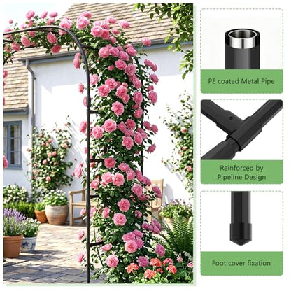 DoCred 87" H x 79" L Garden Arch Trellis, Metal Trellis for Climbing Plants - size: 87"H x 79"L x 16"W