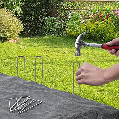 HongWay 300 Pack Landscape Staples, 6 Inch Garden Stakes Galvanized Steel - size: 6 Inch, 300pcs