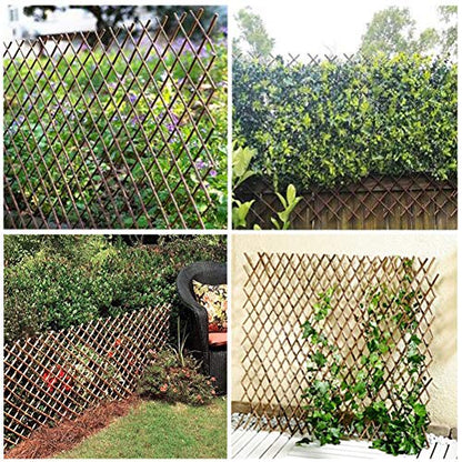 Natural Lattice Willow Trellis Fence for Climbing Plants,Expandable Garden Fence Wall Panel, Outdoor Decorative Wood Fence (4 Pieces)