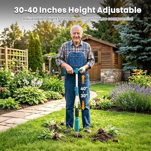 Electric Stand Up Weed Puller Tool with Long Handle, Lightweight & Portable Design, Total 4000 mAh Batteries, Adjustable Garden Weed Remover Tool For Lawn Yard, No Bending Grandpa's Weeder Tool