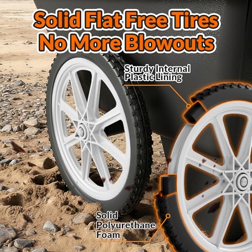RONPOW 20" Flat Free Wheels Compatible with rubbermaid Wheelbarrows Tires - color: White