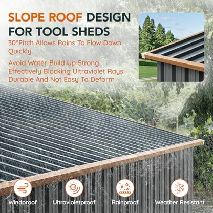 Verdeluxe 10x12x7.4FT Multi-Used Shed & Outdoor Storage Shed with Base - size: 10*12FT (Base Included)