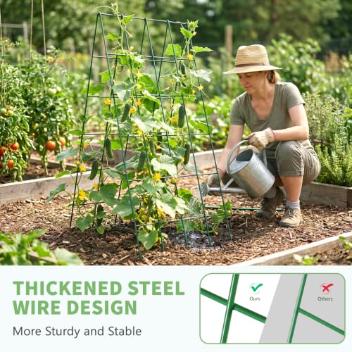 DoCred 39.4" H Cucumber Trellis, 2 Pack Foldable A Frame Garden Trellis - color: Green, size: 39.4" H (Standard)