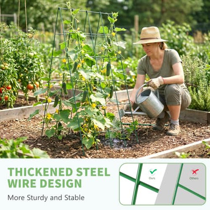DoCred 39.4" H Cucumber Trellis, 2 Pack Foldable A Frame Garden Trellis - color: Green, size: 39.4" H (Standard)