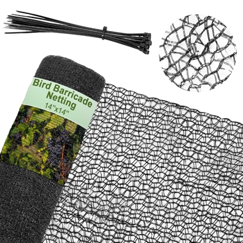 Bird Netting for Garden 14 x 14 ft Garden Netting with 1/4 Inch Mesh Heavy Duty Gardening Protection Mesh for Fruits, Vegetables, Trees, Flowers, Deer, Shields Plants from Birds
