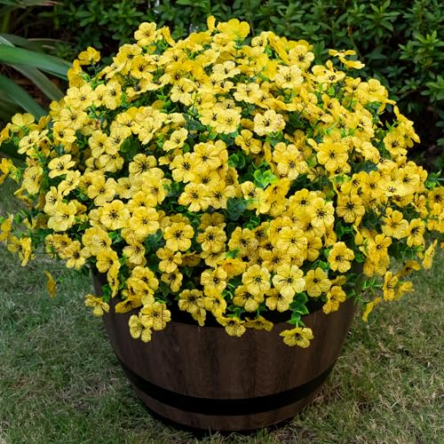 20 Bundles Artificial Flowers for Outdoor, Fake Plants Spring Decor,Yellow - color: Yellow