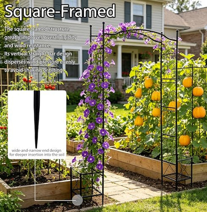 Metal Garden Arbors 93" Thickened Arch Trellis for Climbing Plants - color: Square with Planter Box