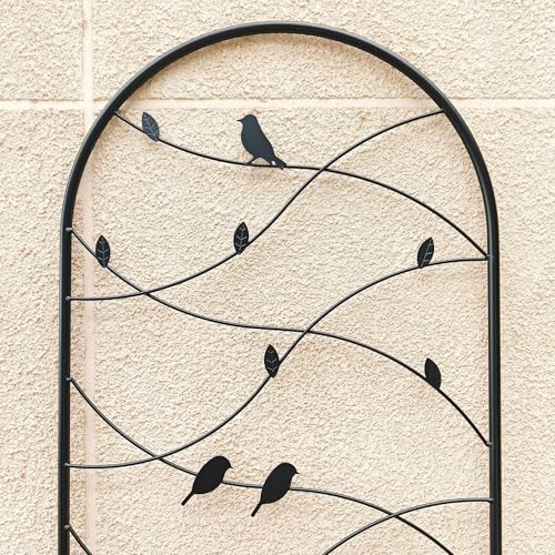 Garden Trellis for Climbing Plants Outdoor, 4-Pack 71" Metal Rustproof - color: Bird-4pacs-Black, size: 71×19.7"
