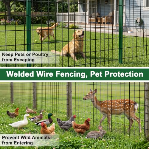 Black PVC Coated Welded Wire Fence 2FT(24") x 50FT, 16GA Garden Fencing Roll - size: 24in50FT