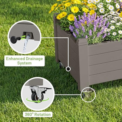 Fancyango Raised Garden Bed with Wheels 13.3" Hx2 -Gray - color: Gray, size: 13.3"Hx2
