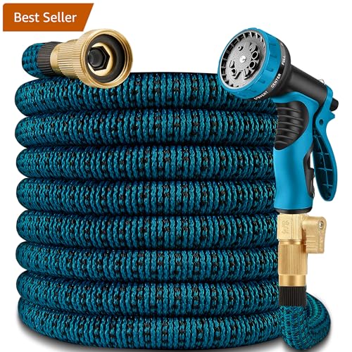 75 ft Garden Hose - Expandable Garden Hose with 10 Function Spray Nozzle - Kink-Free, Lightweight, Durable, Flexible, 2026 New Retractable Water Hoses for Yard, Lawn, Gardening(Blue Black)