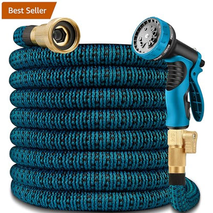 75 ft Garden Hose - Expandable Garden Hose with 10 Function Spray Nozzle - Kink-Free, Lightweight, Durable, Flexible, 2026 New Retractable Water Hoses for Yard, Lawn, Gardening(Blue Black)