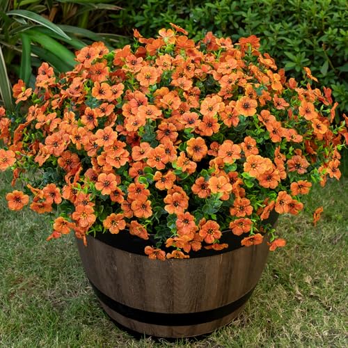 20 Bundles Artificial Flowers for Outdoor, Fake Plants Spring Decor,Orange - color: Orange