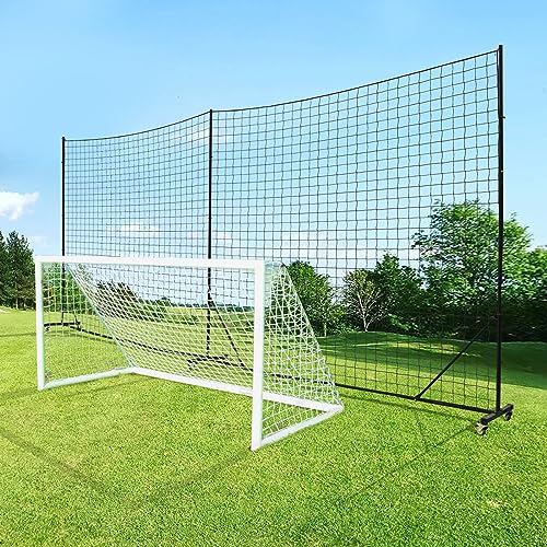 Ball Stop System - Soccer Backstop Net, Heavy Duty, High Impact, Practice Barrier - size: Movable - 4 inch Net, style: 20FT X 10FT