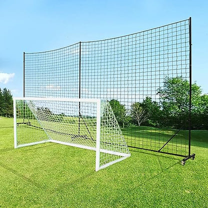 Ball Stop System - Soccer Backstop Net, Heavy Duty, High Impact, Practice Barrier - size: Movable - 4 inch Net, style: 30FT X 10FT