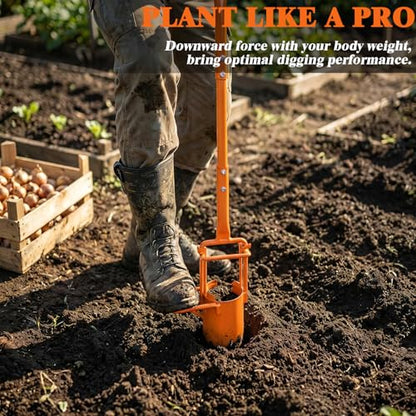 Bulb Planter Tool ,long planter | 5-in-1 Lawn bulb Auger for Planting Bulbs & Sod Cutting | for Tulips bulbs, Daffodil bulbs, Iris | Easy Digging Holes | Save Time & Back Strain (Bulb planter-middle)