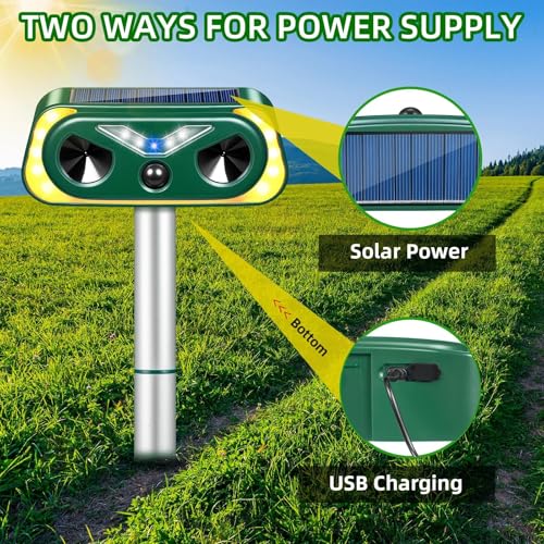 2026 New Sonic Fortress Pro Deer Repellent Devices,2Pcs Solar Ultrasonic Animal Repeller Outdoor Waterproof Motion Sensor Deterrent Yard Garden Repellent for Animals Cat,Squirrel,Racoon,Rabbit,Skunk