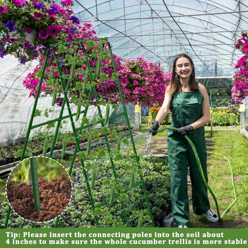 2 Packs Cucumber Trellis for Raised Beds, 31 X 47 Inch Adjustable Size A-Frame Garden Trellis for Climbing Plant Outdoors with Climbing Net and Plant Support Clip for Vegetable Grape Garden Supplies - size: 2pack 31 x 47 Inch