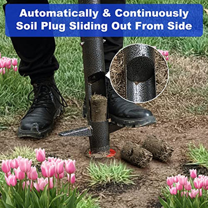 Bulb Planter Garden Sod Plugger with Ergonomic Masual Handle,Heavy Duty Planting Tools for Digging Holes to Plant Spring Flowers Bulbs,Bedding Plants,Tulips,Crocus,Dahlias,Gladiolus,Lilies