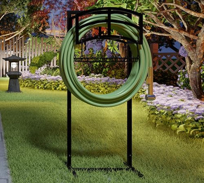 Fire Beauty Heavy-Duty Portable Garden Hose Holder with Storage Basket,120+ lbs Capacity, Holds 180ft 1/2" Hose,Dual Support Rods & Rustproof Screws,Modern Geometric Design - style: Geometric Design