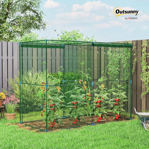 Outsunny 8' x 4' x 6' Crop Cage with Zippered Doors Vegetable Garden, Green - color: Green, size: 8' x 4' x 6'