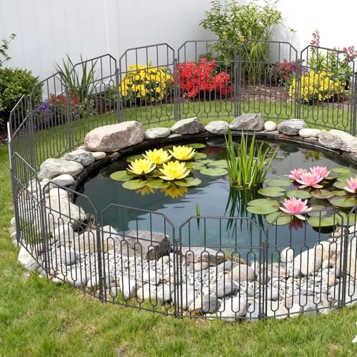 VANCASTLE Decorative Garden Fence, Toatal 25FT(L) x 21IN(H) Outdoor Metal No Dig Fence Animal Barrier, Rustproof No-Tool Assembly Landscape Edging for Yard, Lawn, Patio, Flower Bed-25 Panels Design I - style: Design I-25P
