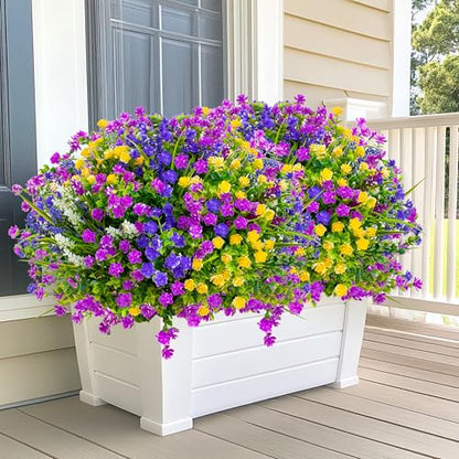 AXYLEX Artificial Flowers for Outdoors, 12 Bundles Fake Plants (Multi) - color: 12 Pcs - Magenta+purple+yellow+lavander