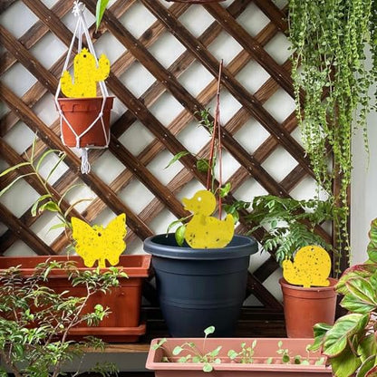 Gideal 24-Pack Dual-Sided Yellow Sticky Traps for Indoor/Outdoor Use, Gnat Trap for Flying Plant Insect Such as Fungus Gnats, Whiteflies, Aphids, Fruit Fly, Leafminers, etc - Cute Shapes - size: 24 Pack