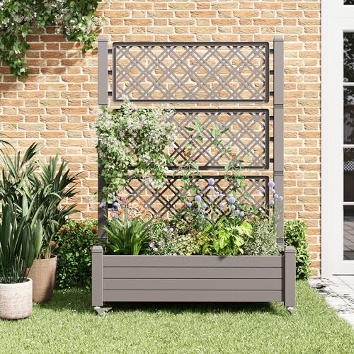 Elevated Raised Garden Bed with Wheels, Medium Gray -61.2" h - color: Medium Gray, size: 61.2"h