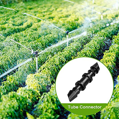 JAYEE 100 Pack Drip Irrigation 1/4' Barbed Coupling Fittings, Barbed Connectors Fits Universal 1/4-Inch Tubing, Irrigation Coupler for Sprinkler System - size: 100P-Coupling