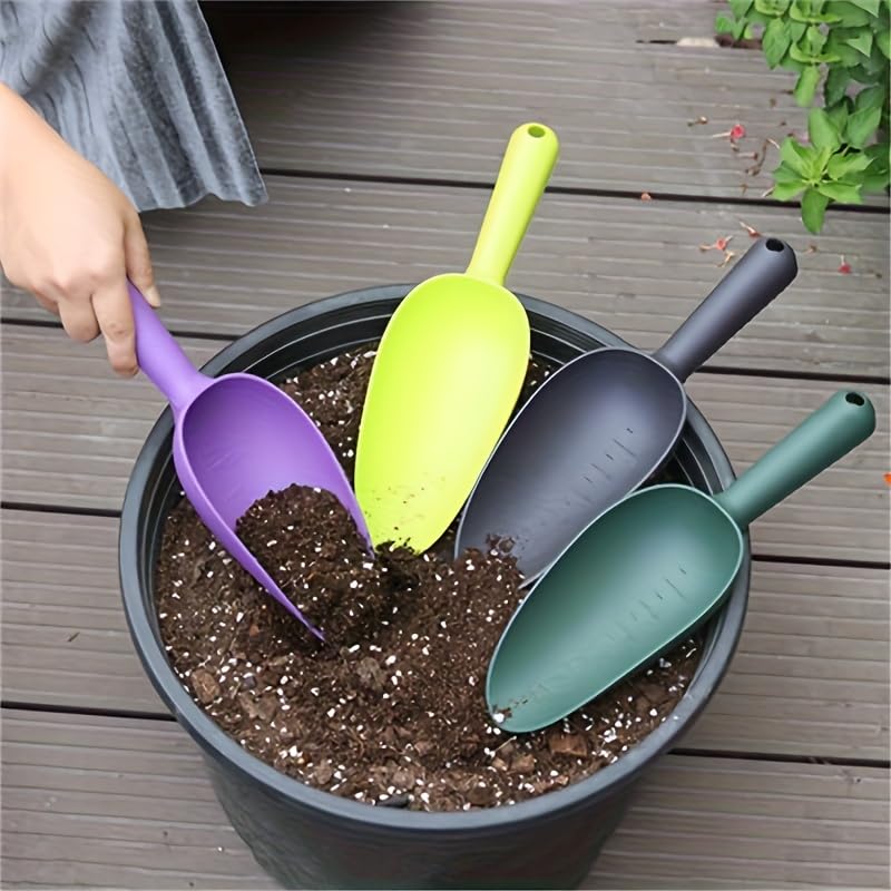 1PC Garden Soil Scoop Thick Plastic Lightweight Hand Shovel with Ergonomic Handle for Potting Succulents Balcony Plants, BlackLarge - color: BlackLarge