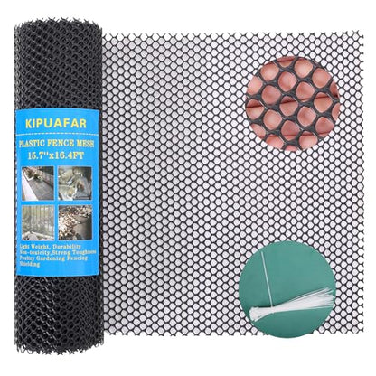 Pet Proof Barrier Net, Black Plastic Chicken Wire Mesh Fencing 15.7IN x 16.4FT, Balcony Cat Safety Net & Garden Snake Barrier, Heavy Duty Protection for Chicken Coops, Rabbit Hutches, Dog Kennels - color: Black, size: 15.7 IN * 16.4 FT