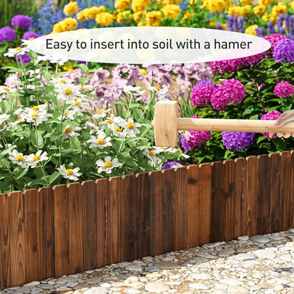 GHWIE Wooden Garden Fence Wood Garden Edging Border Decorative Landscape Border Edging,Planting Tree Fence Landscape Edging Flower Bed Fences-11.8'' H x 48'' L (3 Pack,12Ft Total Length)