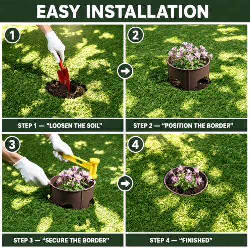 Evelyne 48 Pcs Adjustable Planting Grow Rings, Interlocking Garden Plant Rings, Spliceable Plant Circle Rings for Deep Watering, Soil Moisture Retention, Vegetables, Herbs, Flowers (48, Brown) - color: Brown