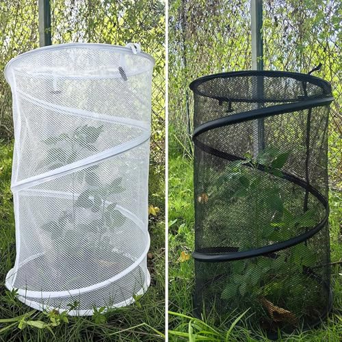 New Pop Up Insect & Bird Barrier Plant Cover Net, 14"x23" Round Foldable Mesh Protector, Garden Cage Guard with Stakes & Carry Bag, Keep Animals & Birds Out for Vegetables and Flowers White - color: White