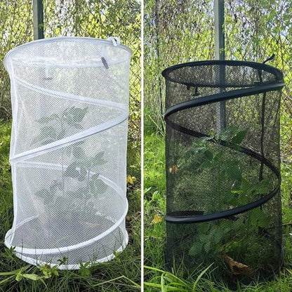 New Pop Up Insect & Bird Barrier Plant Cover Net, 14"x23" Round Foldable Mesh Protector, Garden Cage Guard with Stakes & Carry Bag, Keep Animals & Birds Out for Vegetables and Flowers White - color: White