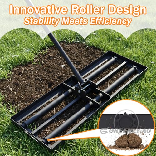 30" Heavy Duty Lawn Leveling Rake, 6.5FT Soil Leveler Tool