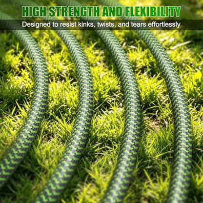 NON-EXPANDABLE Garden Hose 150ft x5/8'', Heavy Duty Flexible Water Hose with 10-Function Sprayer, Lightweight, Leak Proof, Durable Fabric Skin, Pressure Resistant for Yard, Outdoor - size: 150ft