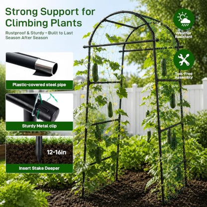 FOLLOOK Garden Arch Trellis for Climbing Plants Outdoor, 6.7ft, Black - size: 31.5" x 31.5" x 78.7"