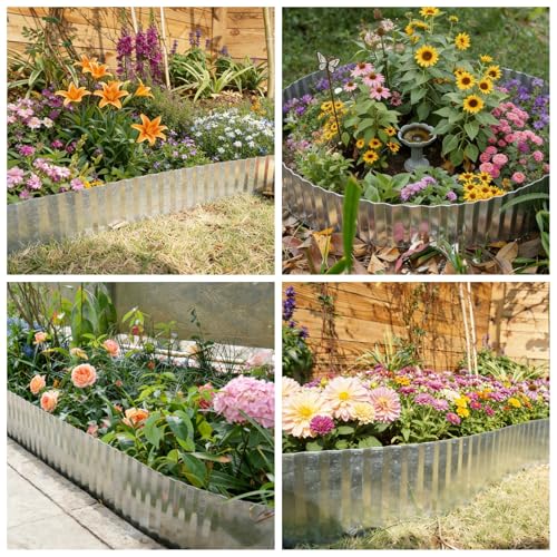 Anleolife Galvanized Steel Landscape Edging Roll, 20FT x 4" Silver - color: Silver, size: 4 inch× 20 ft