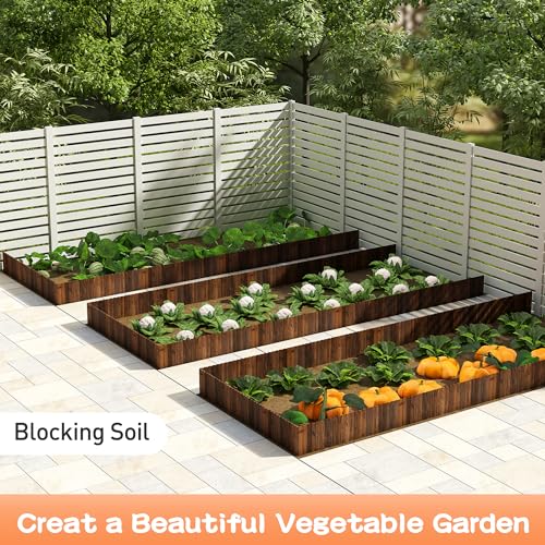 GHWIE Wooden Garden Fence Wood Garden Edging Border Decorative Landscape Border Edging,Planting Tree Fence Landscape Edging Flower Bed Fences-11.8'' H x 48'' L (3 Pack,12Ft Total Length)
