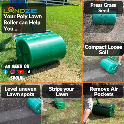 Landzie - Lawn Roller 24 Inch, Water Filled Poly Sod Roller - size: 24 Inches